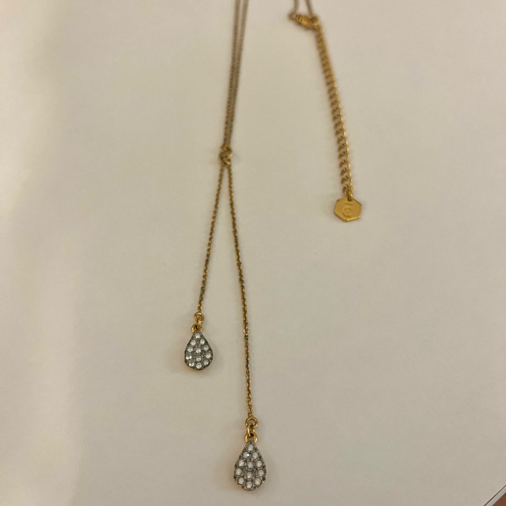 Touchstone Crystal Swarovski Teardrop Y Necklace